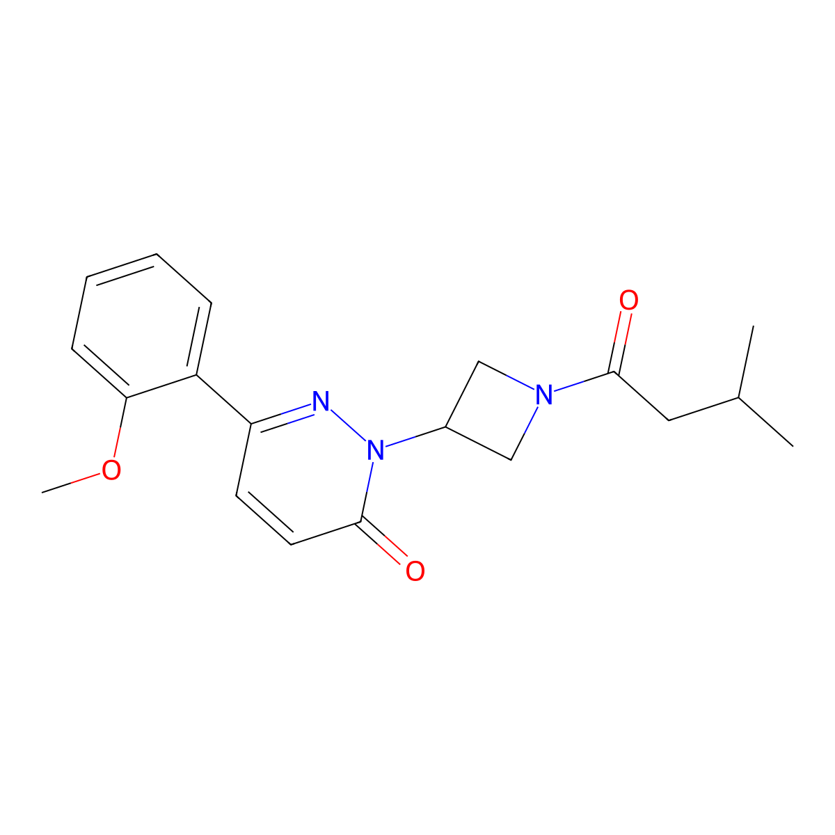 6-(2-Methoxyphenyl)-2-[1-(3-methylbutanoyl)azetidin-3-yl]-2,3-dihydropyridazin-3-one molecular structure, CAS 2380141-26-2