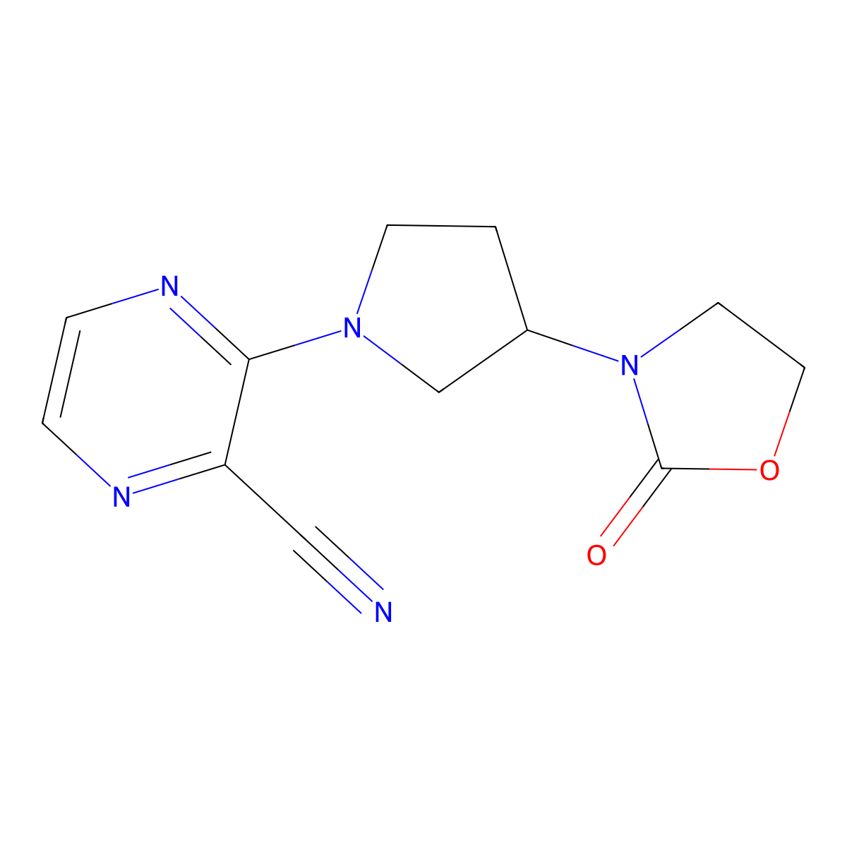 3-[3-(2-Oxo-1,3-oxazolidin-3-yl)pyrrolidin-1-yl]pyrazine-2-carbonitrile molecular structure, CAS 2380141-27-3