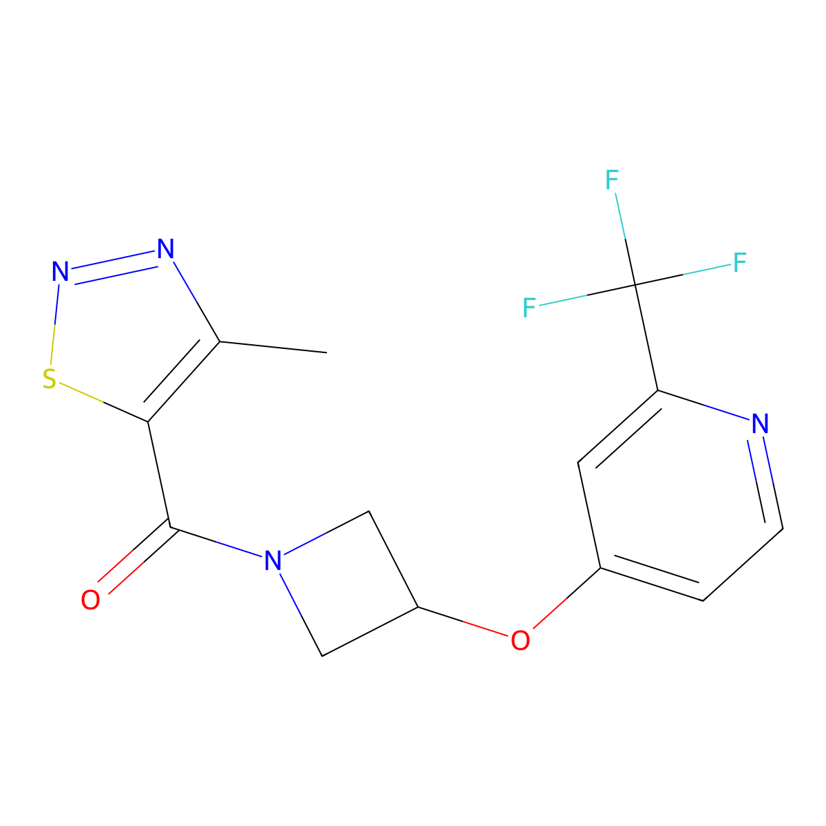 4-{[1-(4-Methyl-1,2,3-thiadiazole-5-carbonyl)azetidin-3-yl]oxy}-2-(trifluoromethyl)pyridine molecular structure, CAS 2380141-29-5