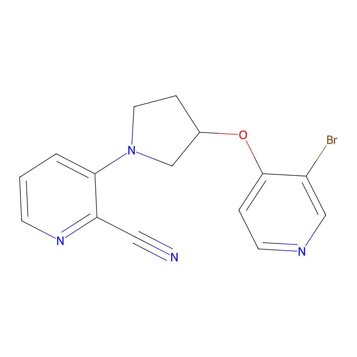 3-{3-[(3-Bromopyridin-4-yl)oxy]pyrrolidin-1-yl}pyridine-2-carbonitrile molecular structure, CAS 2380141-33-1