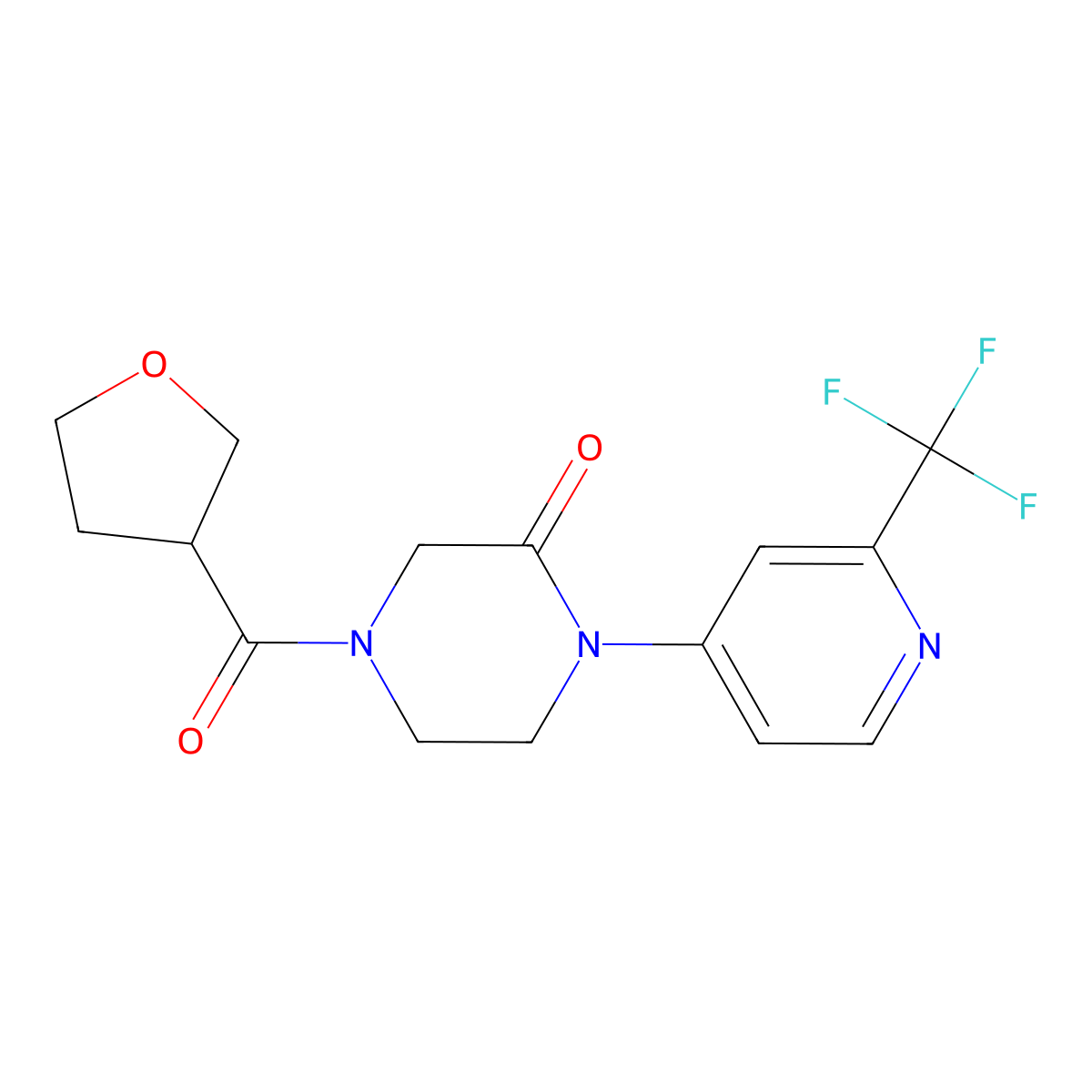 4-(Oxolane-3-carbonyl)-1-[2-(trifluoromethyl)pyridin-4-yl]piperazin-2-one molecular structure, CAS 2380141-34-2