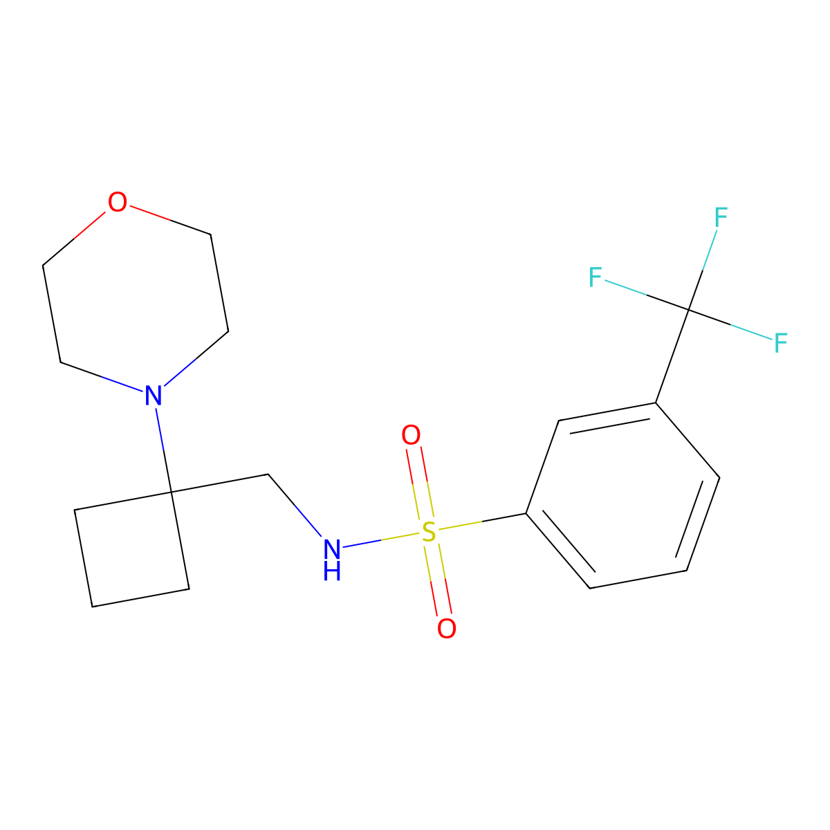 N-{[1-(morpholin-4-yl)cyclobutyl]methyl}-3-(trifluoromethyl)benzene-1-sulfonamide molecular structure, CAS 2380141-36-4