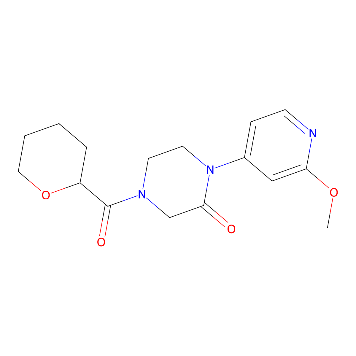 1-(2-Methoxypyridin-4-yl)-4-(oxane-2-carbonyl)piperazin-2-one molecular structure, CAS 2380141-37-5