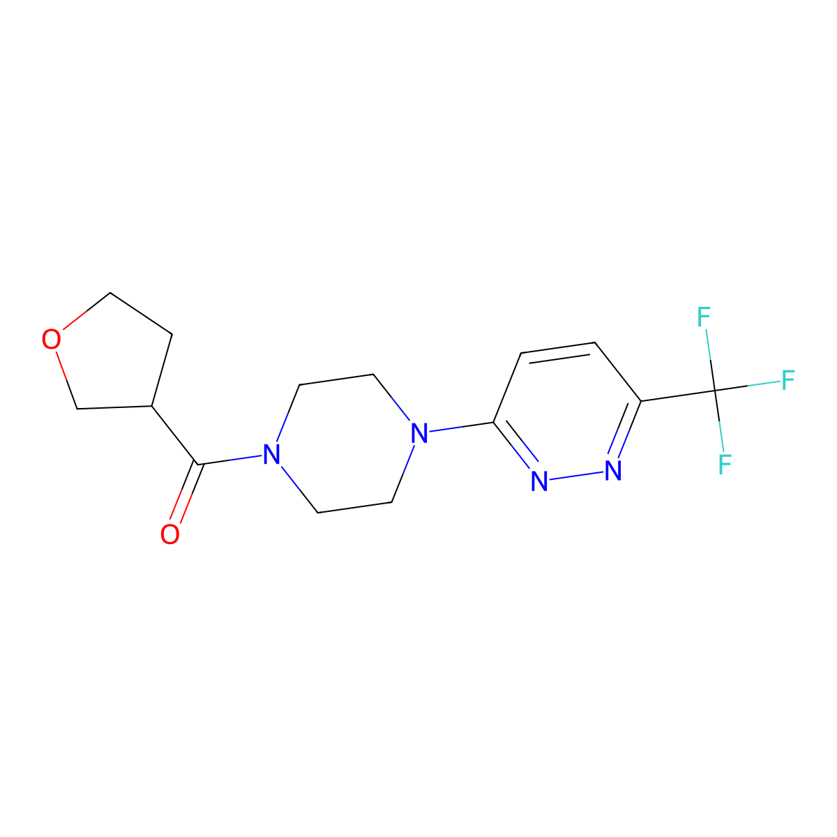 3-[4-(Oxolane-3-carbonyl)piperazin-1-yl]-6-(trifluoromethyl)pyridazine molecular structure, CAS 2380141-38-6