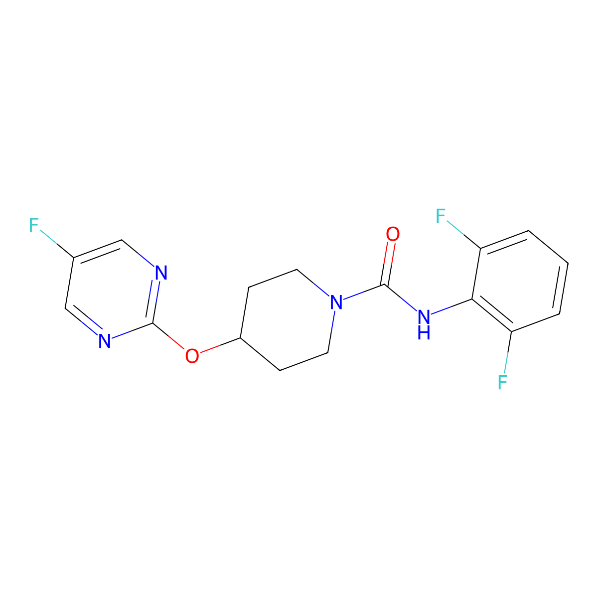 N-(2,6-difluorophenyl)-4-[(5-fluoropyrimidin-2-yl)oxy]piperidine-1-carboxamide molecular structure, CAS 2380141-39-7