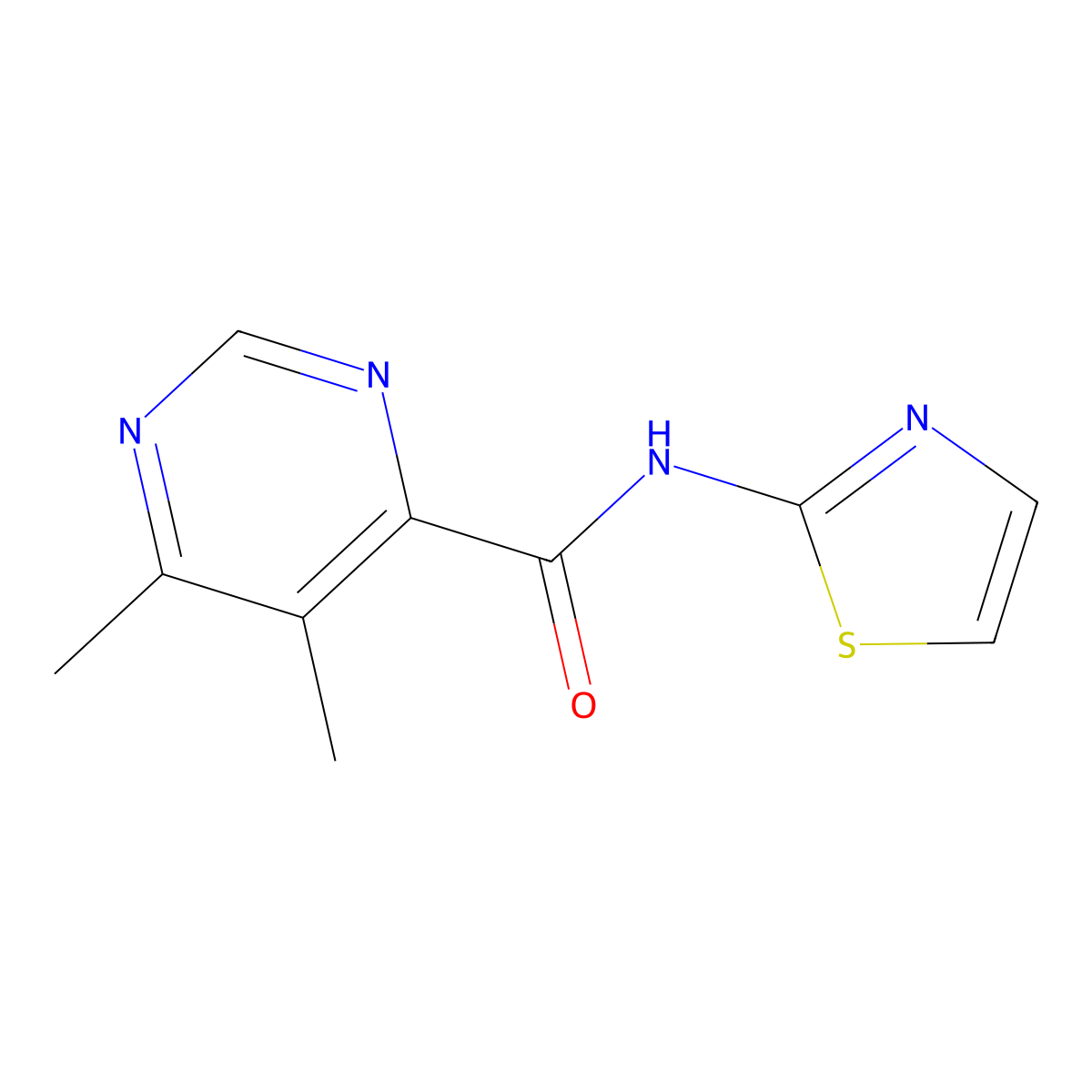 5,6-Dimethyl-N-(1,3-thiazol-2-yl)pyrimidine-4-carboxamide molecular structure, CAS 2380141-40-0