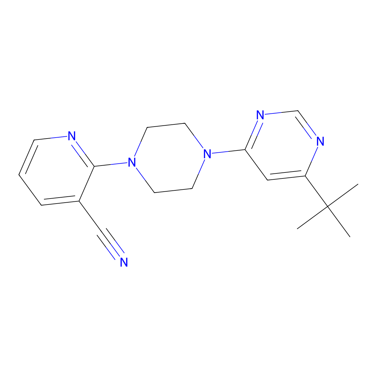 2-[4-(6-Tert-butylpyrimidin-4-yl)piperazin-1-yl]pyridine-3-carbonitrile molecular structure, CAS 2380141-43-3