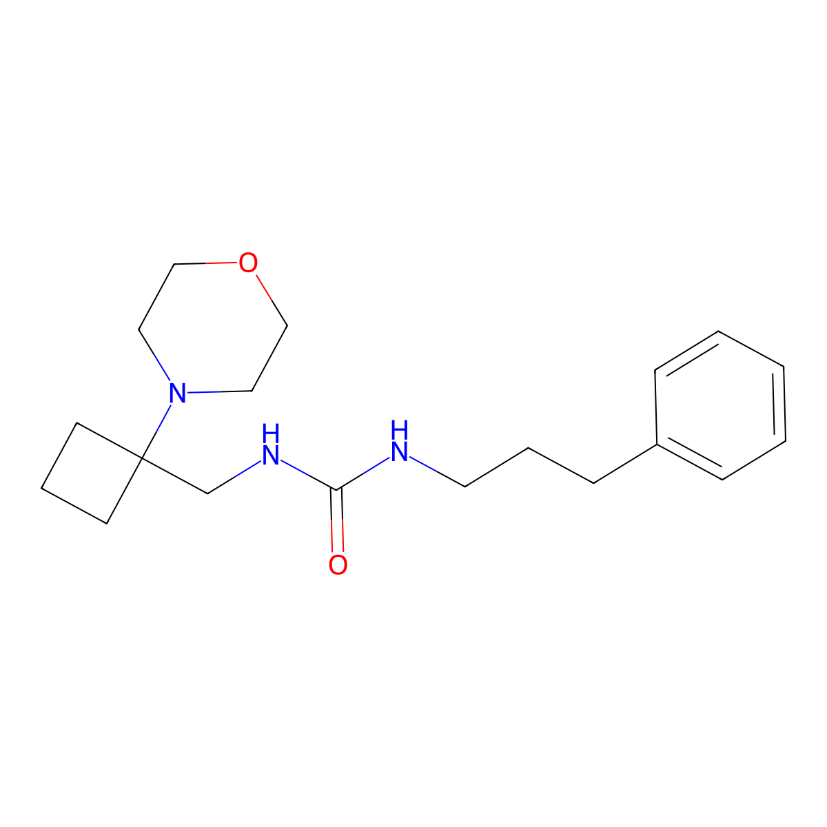 3-{[1-(Morpholin-4-yl)cyclobutyl]methyl}-1-(3-phenylpropyl)urea molecular structure, CAS 2380141-46-6