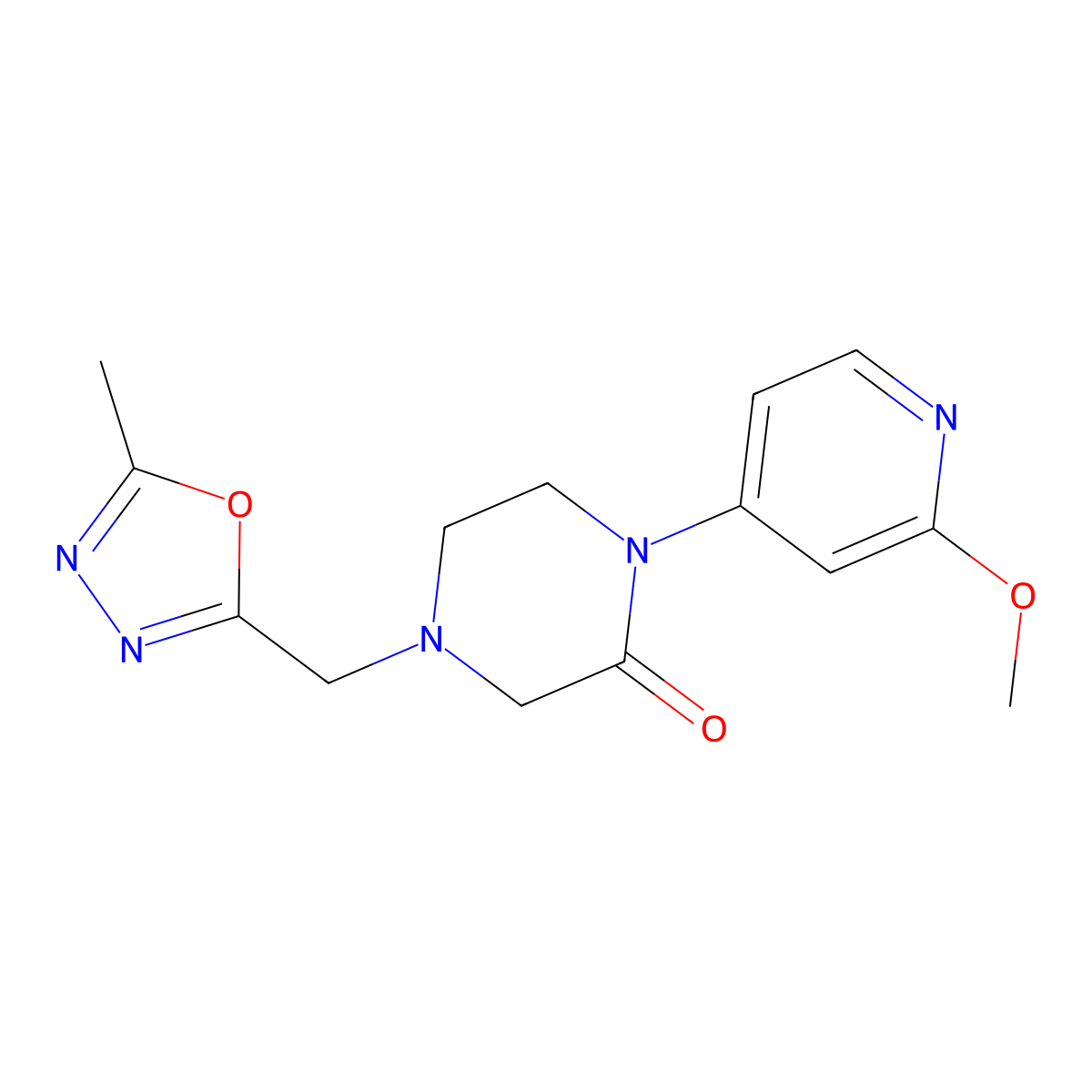 1-(2-Methoxypyridin-4-yl)-4-[(5-methyl-1,3,4-oxadiazol-2-yl)methyl]piperazin-2-one molecular structure, CAS 2380141-53-5
