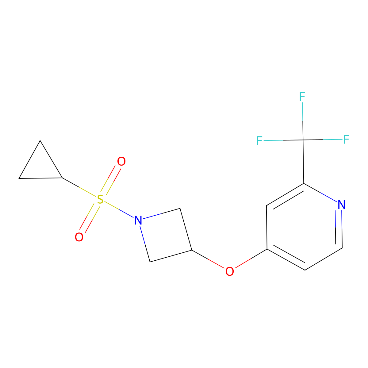 4-{[1-(Cyclopropanesulfonyl)azetidin-3-yl]oxy}-2-(trifluoromethyl)pyridine molecular structure, CAS 2380141-54-6