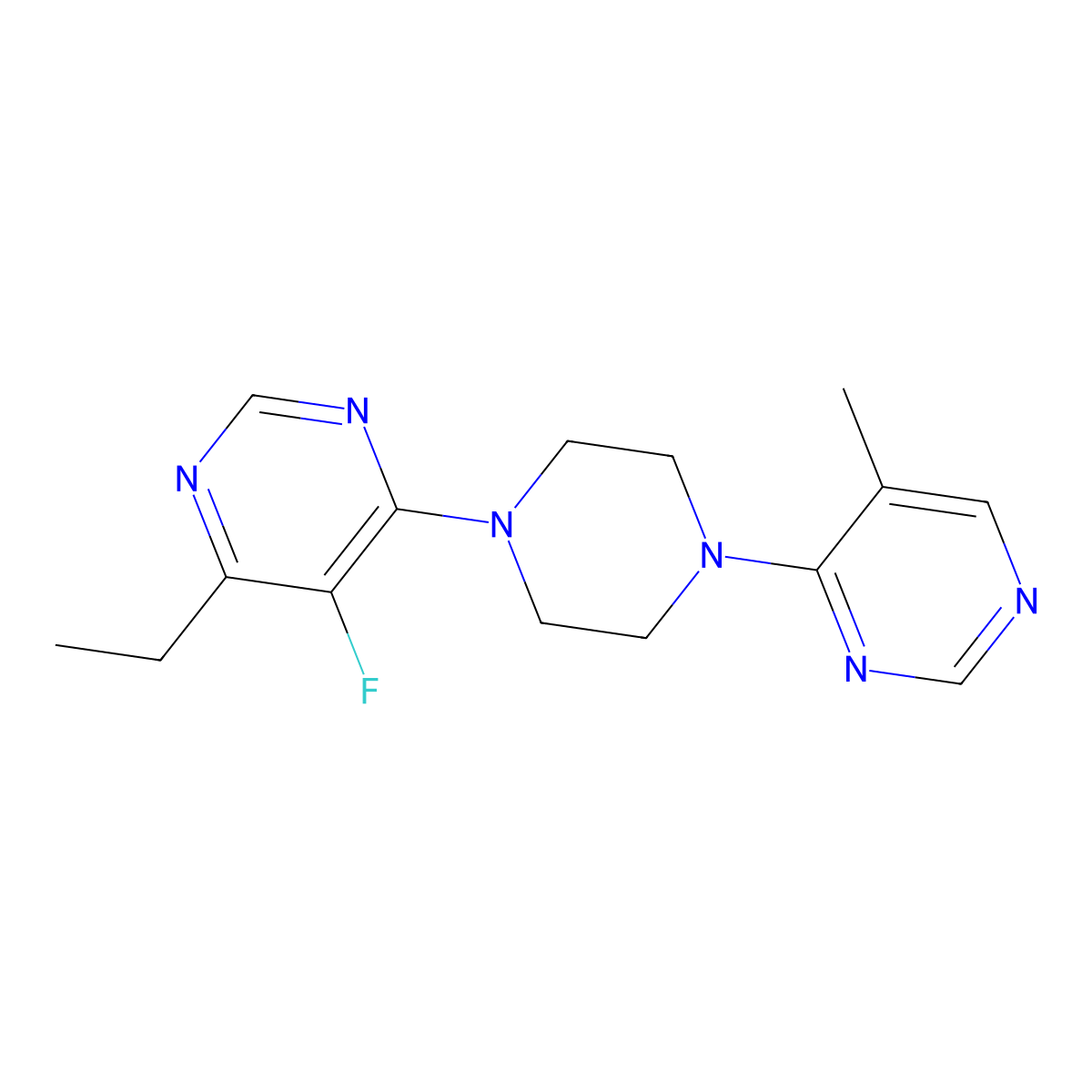 4-Ethyl-5-fluoro-6-[4-(5-methylpyrimidin-4-yl)piperazin-1-yl]pyrimidine molecular structure, CAS 2380141-56-8