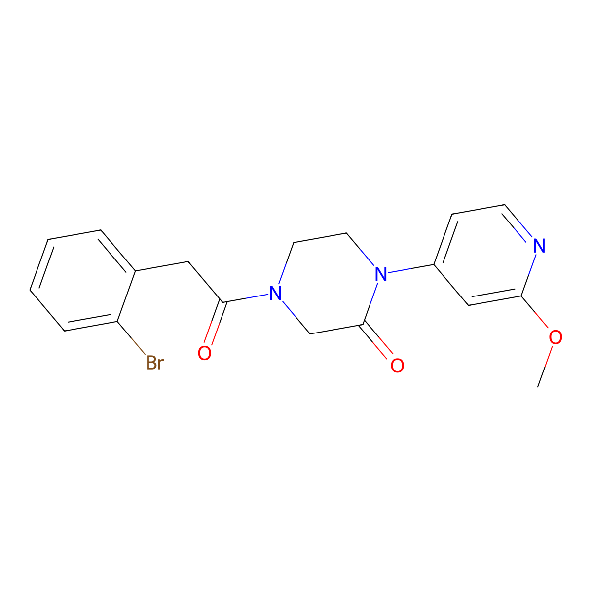 4-[2-(2-Bromophenyl)acetyl]-1-(2-methoxypyridin-4-yl)piperazin-2-one molecular structure, CAS 2380141-58-0