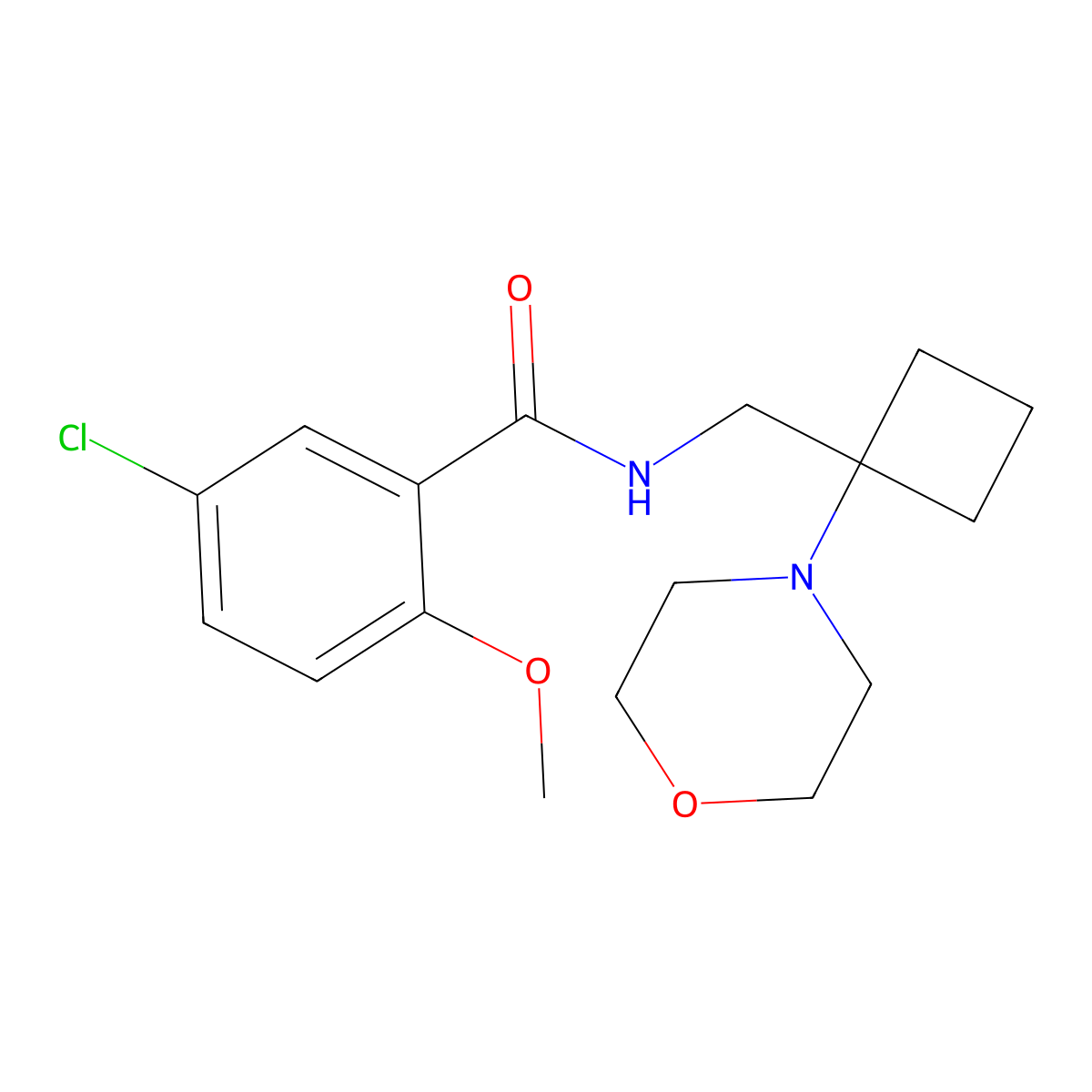 5-chloro-2-methoxy-N-{[1-(morpholin-4-yl)cyclobutyl]methyl}benzamide molecular structure, CAS 2380141-59-1