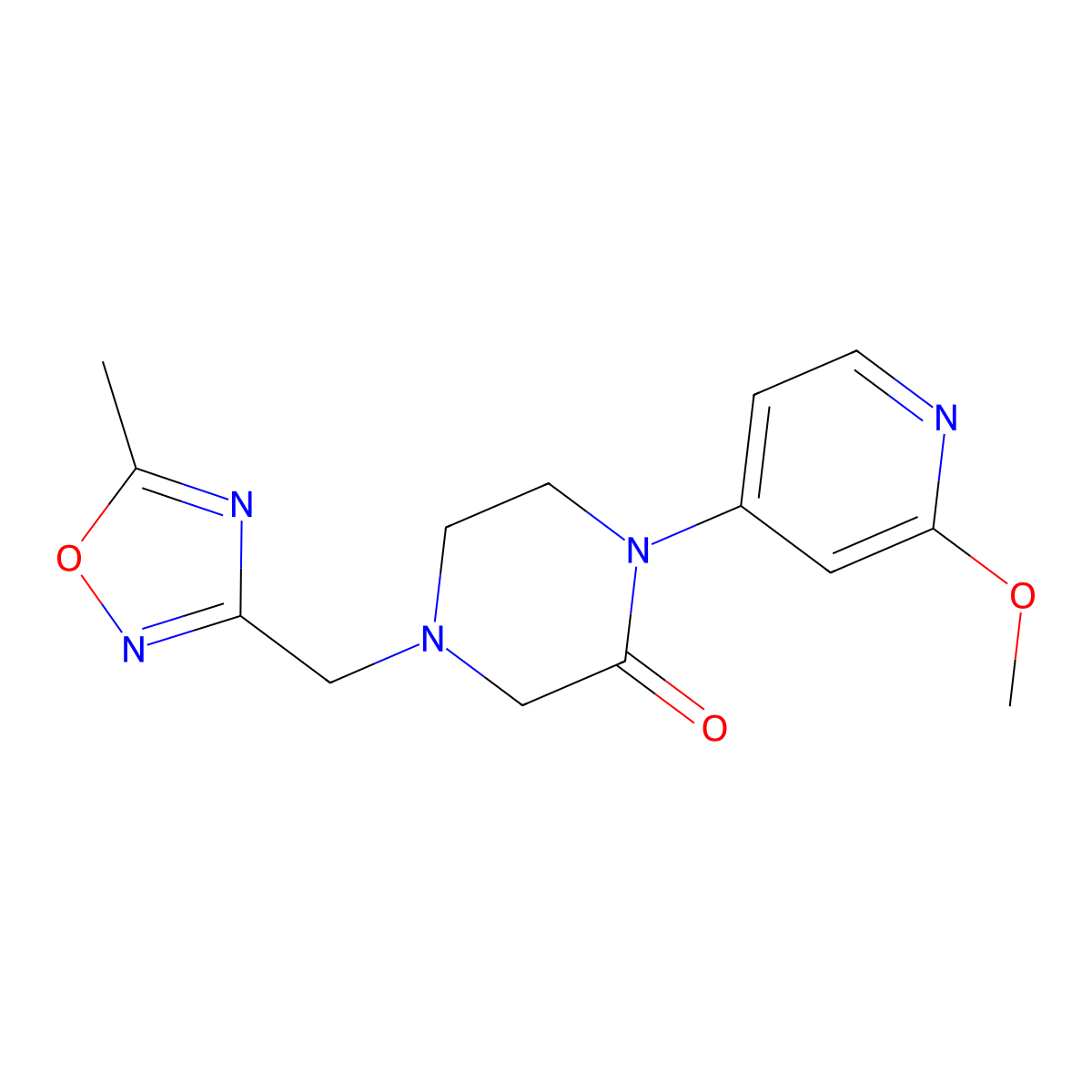 1-(2-Methoxypyridin-4-yl)-4-[(5-methyl-1,2,4-oxadiazol-3-yl)methyl]piperazin-2-one molecular structure, CAS 2380141-61-5