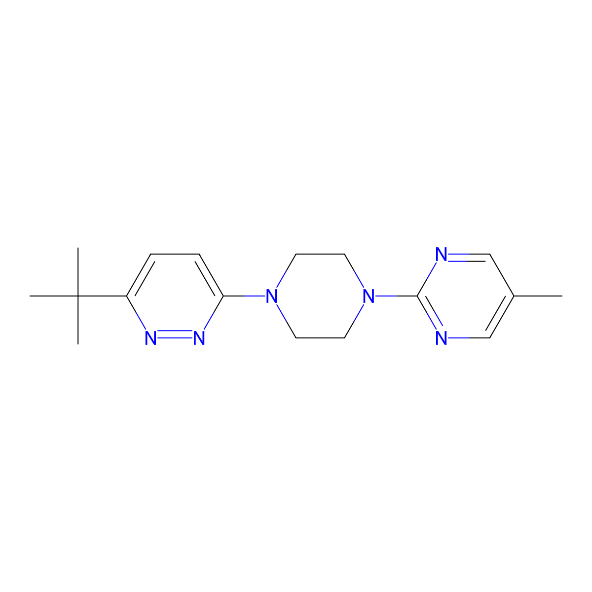 3-Tert-butyl-6-[4-(5-methylpyrimidin-2-yl)piperazin-1-yl]pyridazine molecular structure, CAS 2380141-63-7