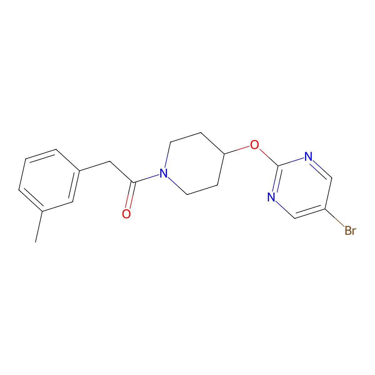 1-{4-[(5-Bromopyrimidin-2-yl)oxy]piperidin-1-yl}-2-(3-methylphenyl)ethan-1-one molecular structure, CAS 2380141-66-0