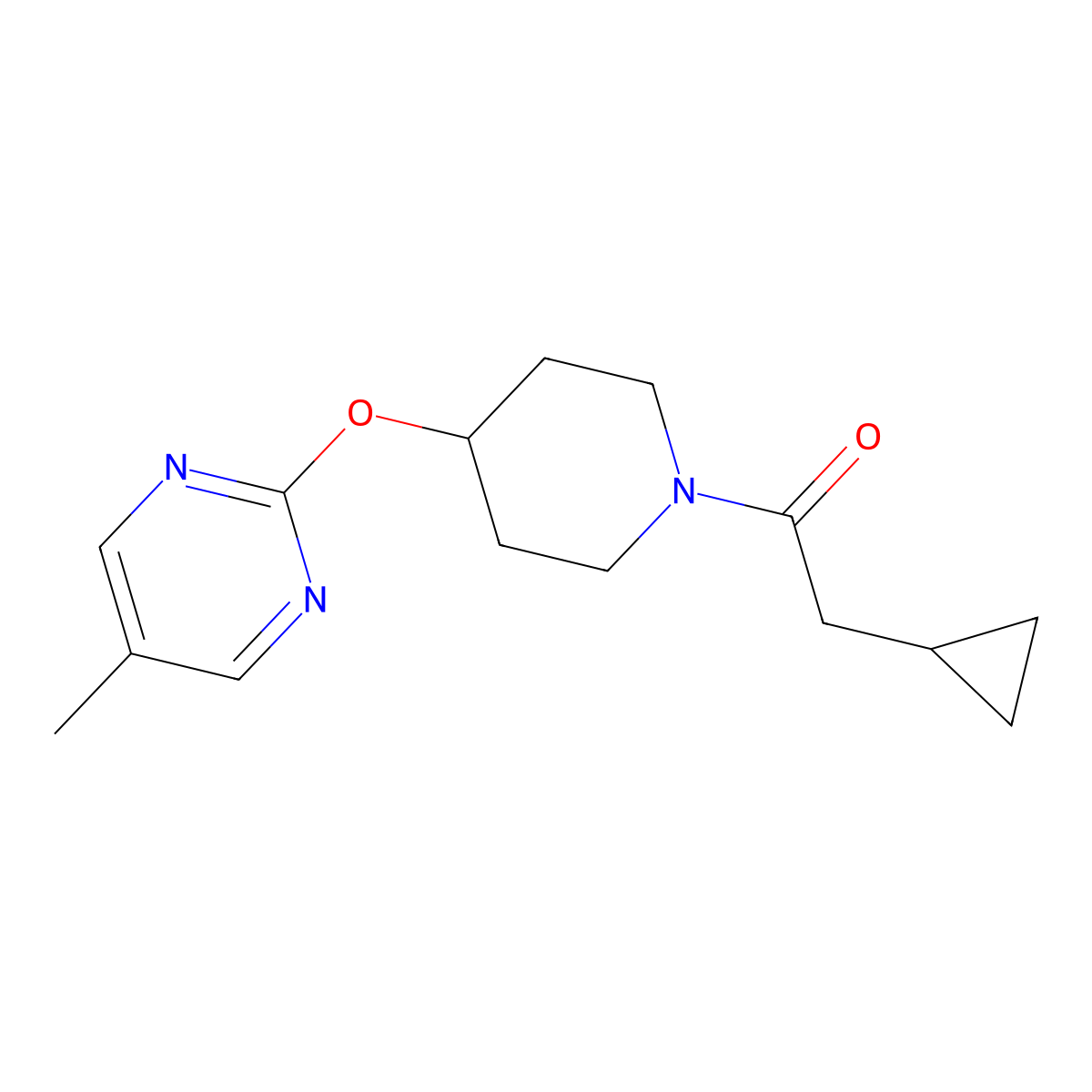 2-Cyclopropyl-1-{4-[(5-methylpyrimidin-2-yl)oxy]piperidin-1-yl}ethan-1-one molecular structure, CAS 2380141-68-2