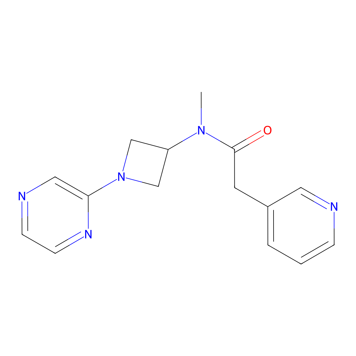 N-methyl-N-[1-(pyrazin-2-yl)azetidin-3-yl]-2-(pyridin-3-yl)acetamide molecular structure, CAS 2380141-72-8