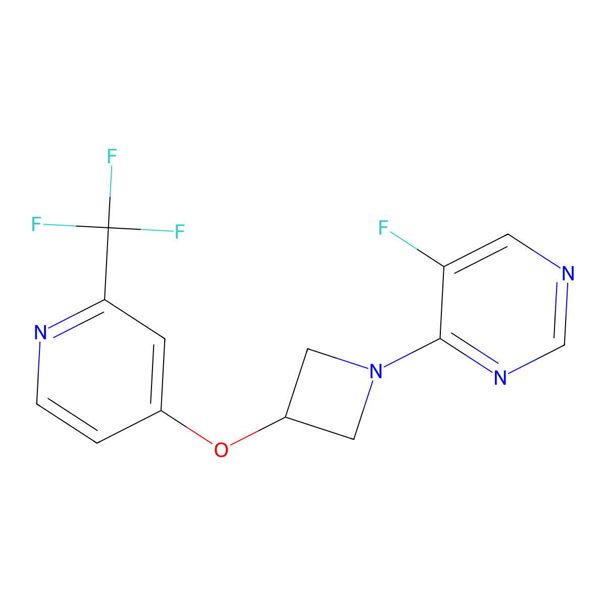 5-Fluoro-4-(3-{[2-(trifluoromethyl)pyridin-4-yl]oxy}azetidin-1-yl)pyrimidine molecular structure, CAS 2380141-73-9