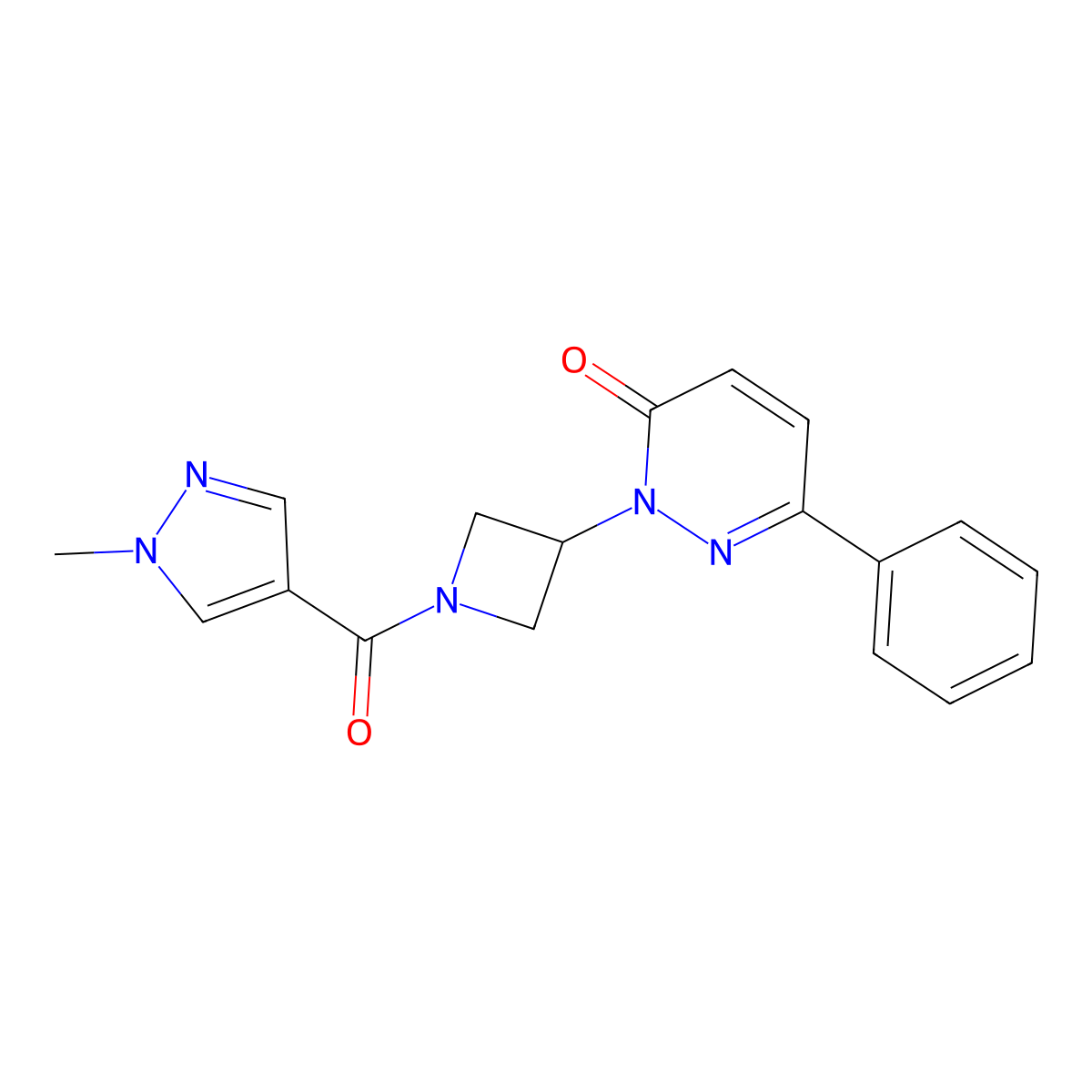 2-[1-(1-methyl-1H-pyrazole-4-carbonyl)azetidin-3-yl]-6-phenyl-2,3-dihydropyridazin-3-one molecular structure, CAS 2380141-77-3