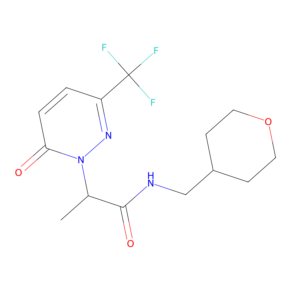 N-[(oxan-4-yl)methyl]-2-[6-oxo-3-(trifluoromethyl)-1,6-dihydropyridazin-1-yl]propanamide molecular structure, CAS 2380141-80-8