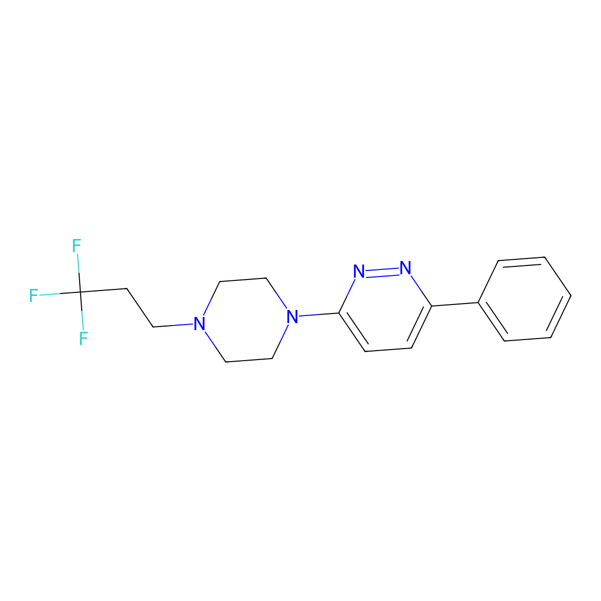 3-Phenyl-6-[4-(3,3,3-trifluoropropyl)piperazin-1-yl]pyridazine molecular structure, CAS 2380141-88-6