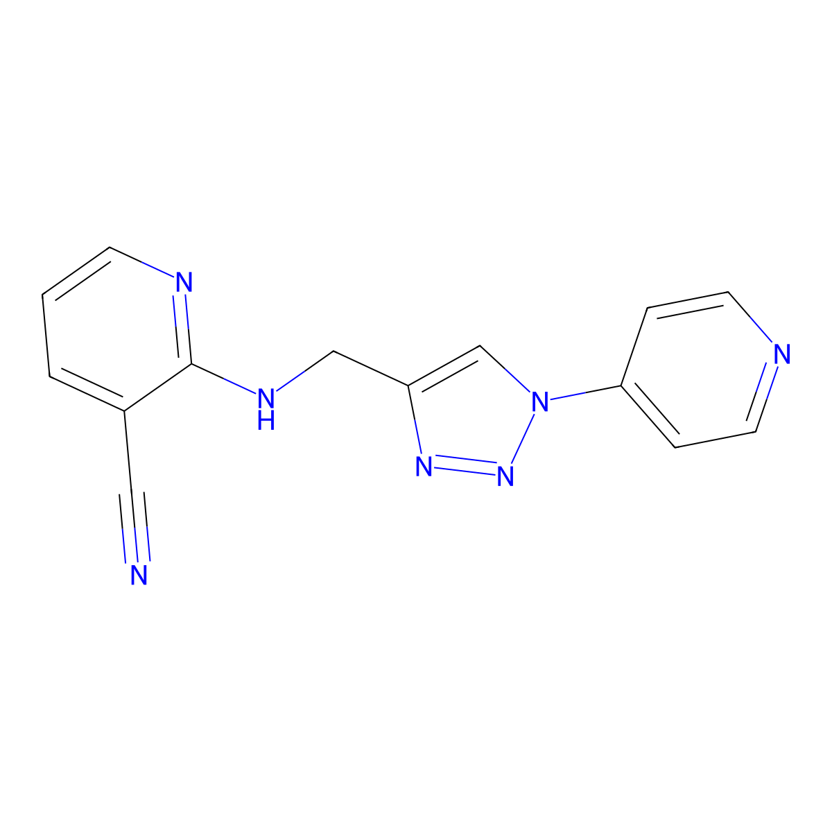 2-[(1-Pyridin-4-yltriazol-4-yl)methylamino]pyridine-3-carbonitrile molecular structure, CAS 2380141-95-5