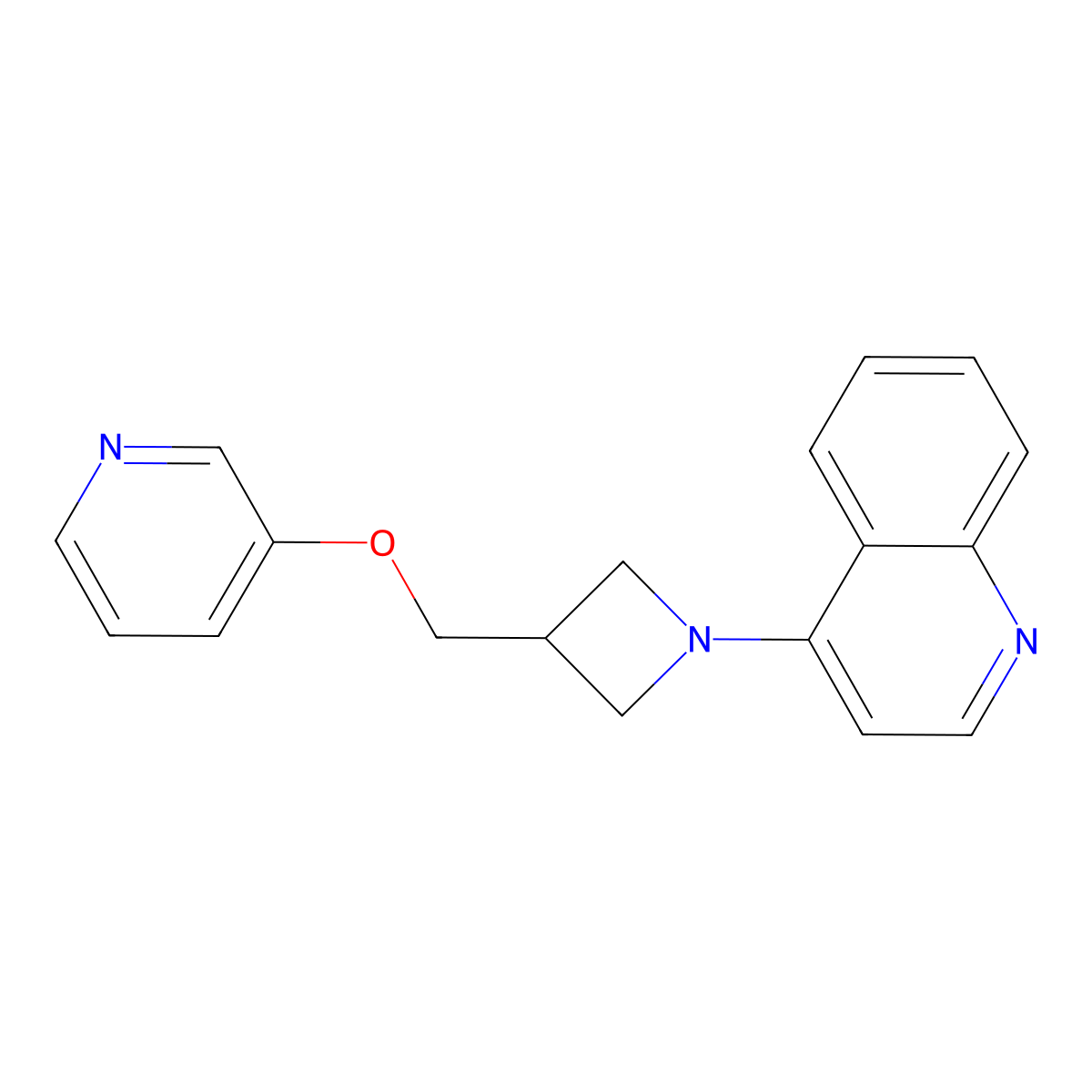 4-{3-[(Pyridin-3-yloxy)methyl]azetidin-1-yl}quinoline molecular structure, CAS 2380141-96-6