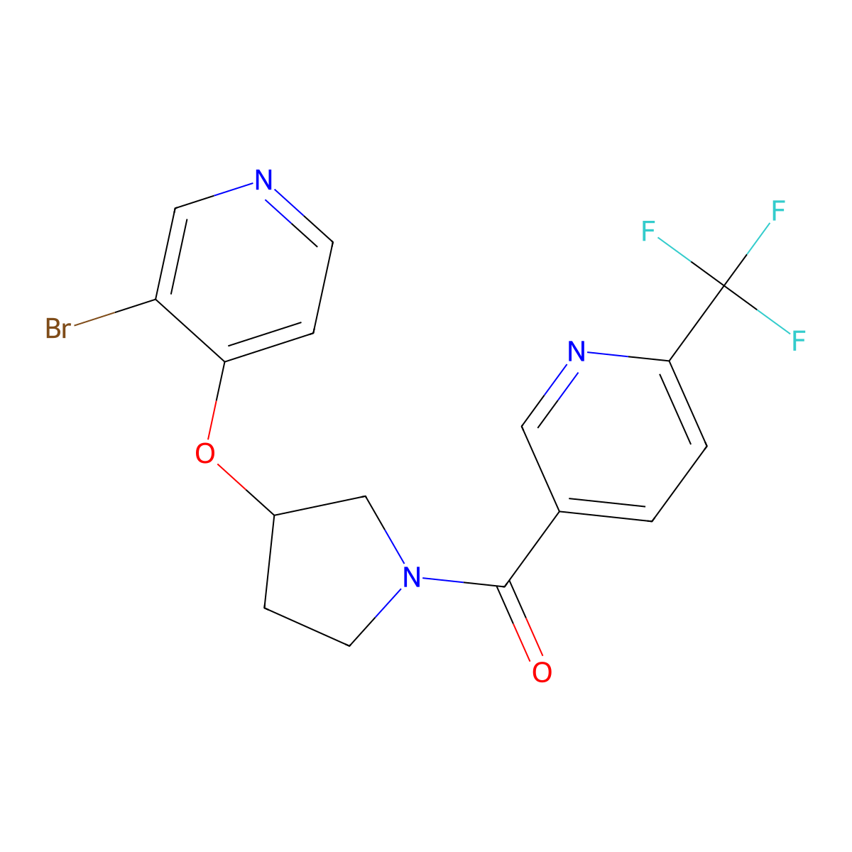 5-{3-[(3-Bromopyridin-4-yl)oxy]pyrrolidine-1-carbonyl}-2-(trifluoromethyl)pyridine molecular structure, CAS 2380142-02-7