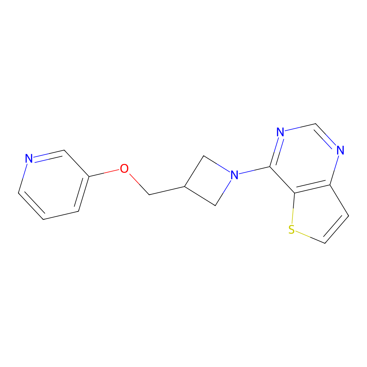 3-[(1-{Thieno[3,2-d]pyrimidin-4-yl}azetidin-3-yl)methoxy]pyridine molecular structure, CAS 2380142-07-2