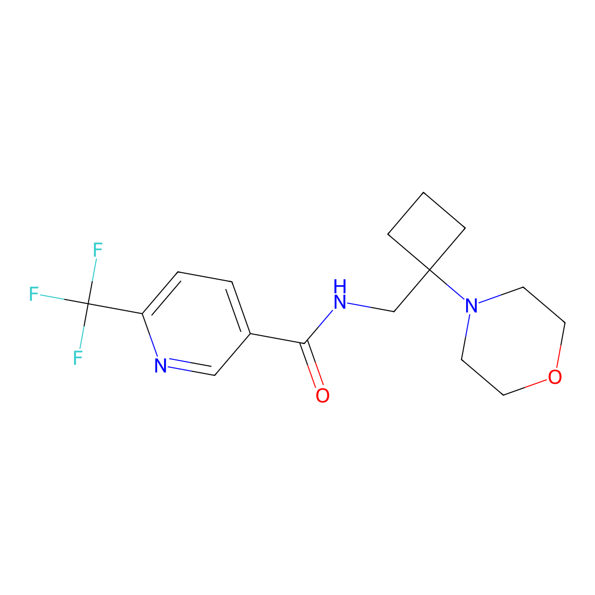 N-{[1-(morpholin-4-yl)cyclobutyl]methyl}-6-(trifluoromethyl)pyridine-3-carboxamide molecular structure, CAS 2380142-14-1