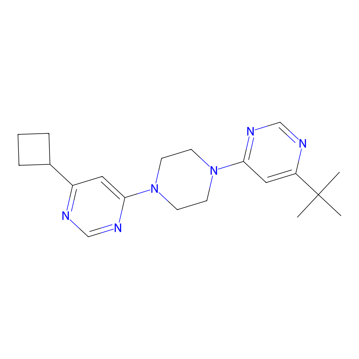 4-[4-(6-Tert-butylpyrimidin-4-yl)piperazin-1-yl]-6-cyclobutylpyrimidine molecular structure, CAS 2380142-19-6