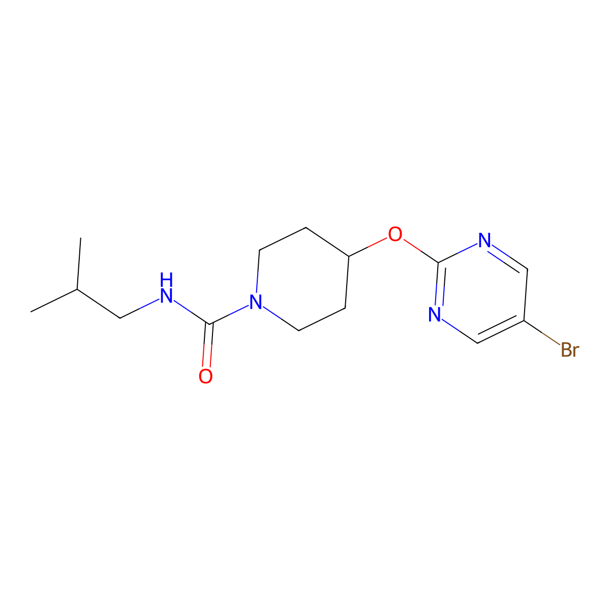 4-[(5-bromopyrimidin-2-yl)oxy]-N-(2-methylpropyl)piperidine-1-carboxamide molecular structure, CAS 2380142-23-2