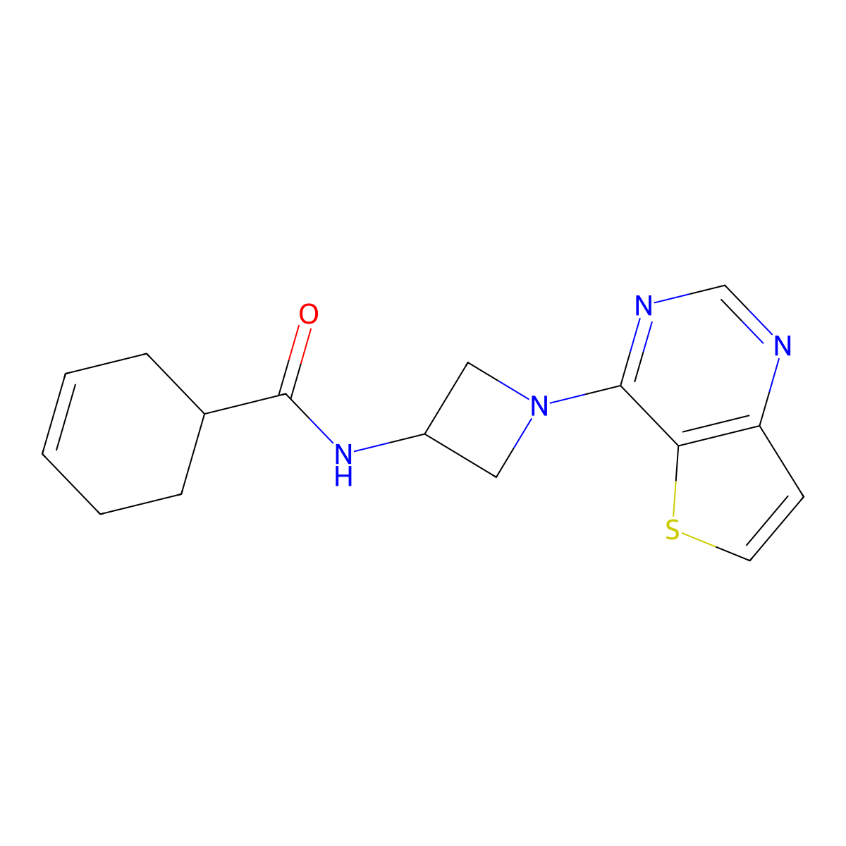 N-(1-{thieno[3,2-d]pyrimidin-4-yl}azetidin-3-yl)cyclohex-3-ene-1-carboxamide molecular structure, CAS 2380142-34-5