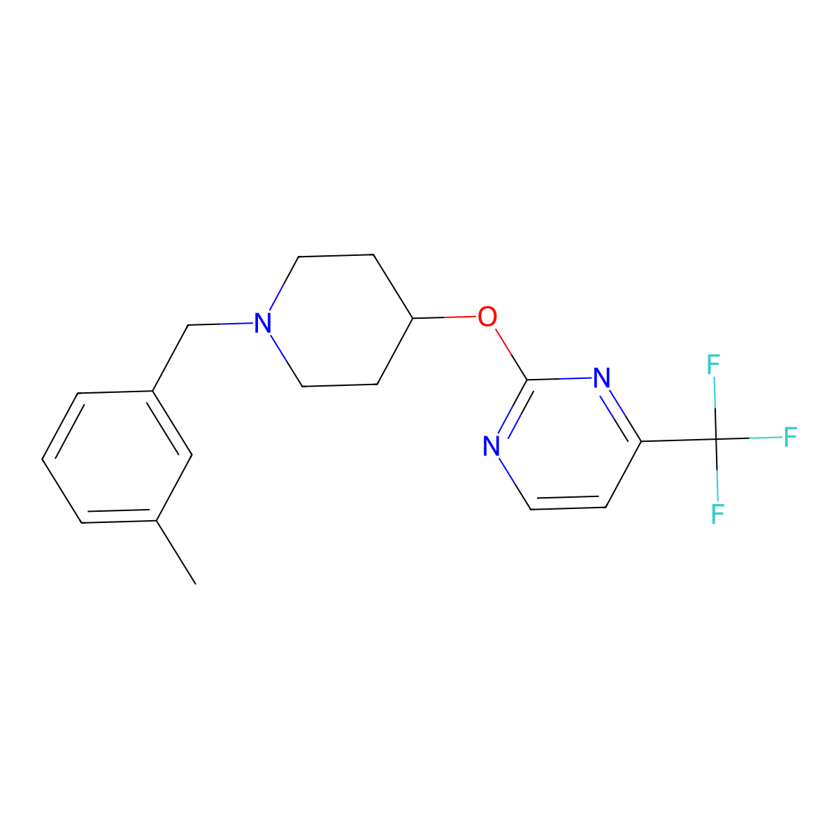 2-({1-[(3-Methylphenyl)methyl]piperidin-4-yl}oxy)-4-(trifluoromethyl)pyrimidine molecular structure, CAS 2380142-37-8