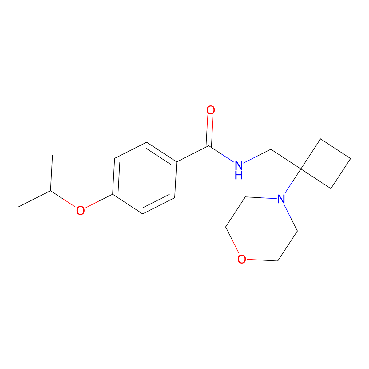 N-{[1-(morpholin-4-yl)cyclobutyl]methyl}-4-(propan-2-yloxy)benzamide molecular structure, CAS 2380142-41-4