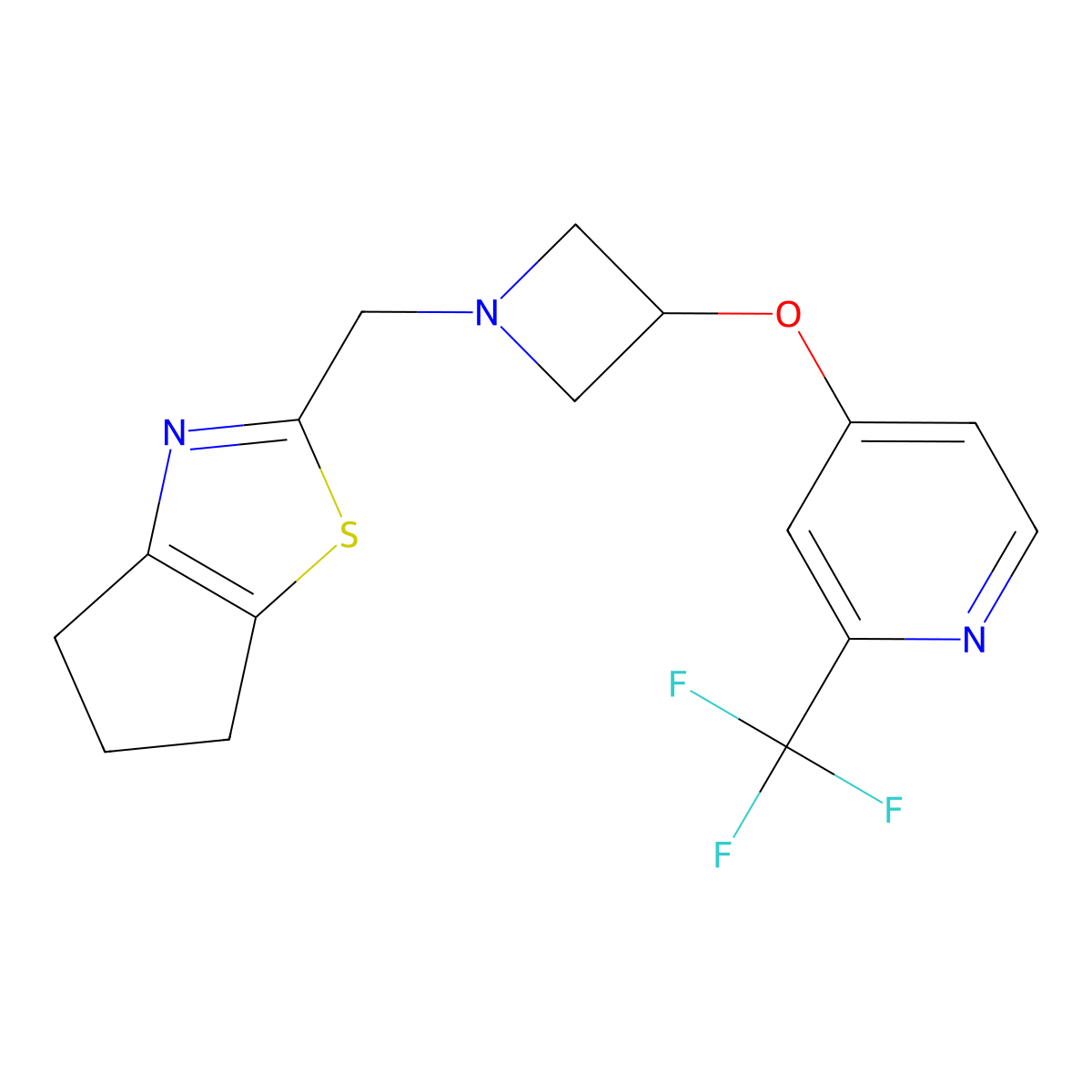 4-{[1-({4H,5H,6H-cyclopenta[d][1,3]thiazol-2-yl}methyl)azetidin-3-yl]oxy}-2-(trifluoromethyl)pyridine molecular structure, CAS 2380142-43-6