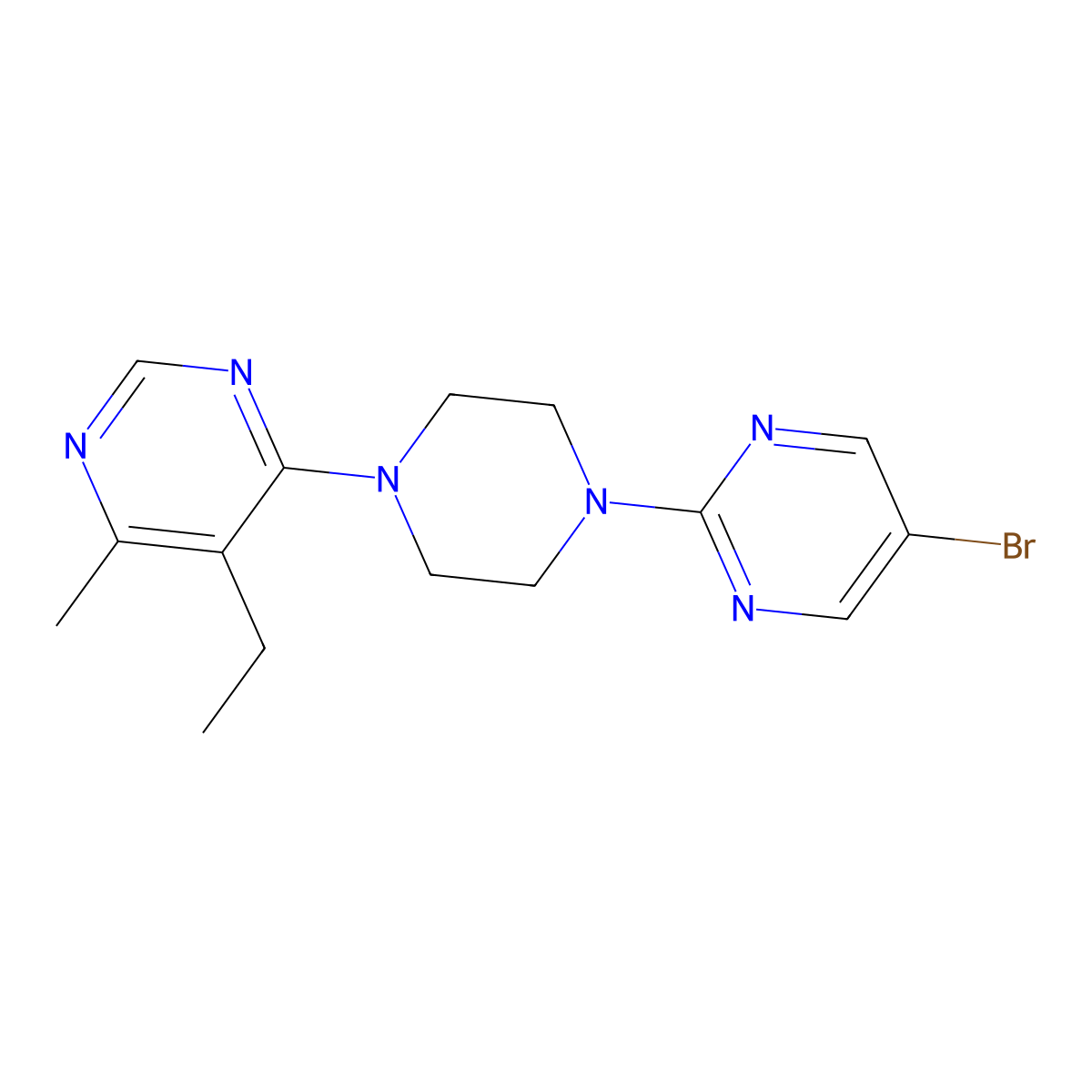 4-[4-(5-Bromopyrimidin-2-yl)piperazin-1-yl]-5-ethyl-6-methylpyrimidine molecular structure, CAS 2380142-46-9