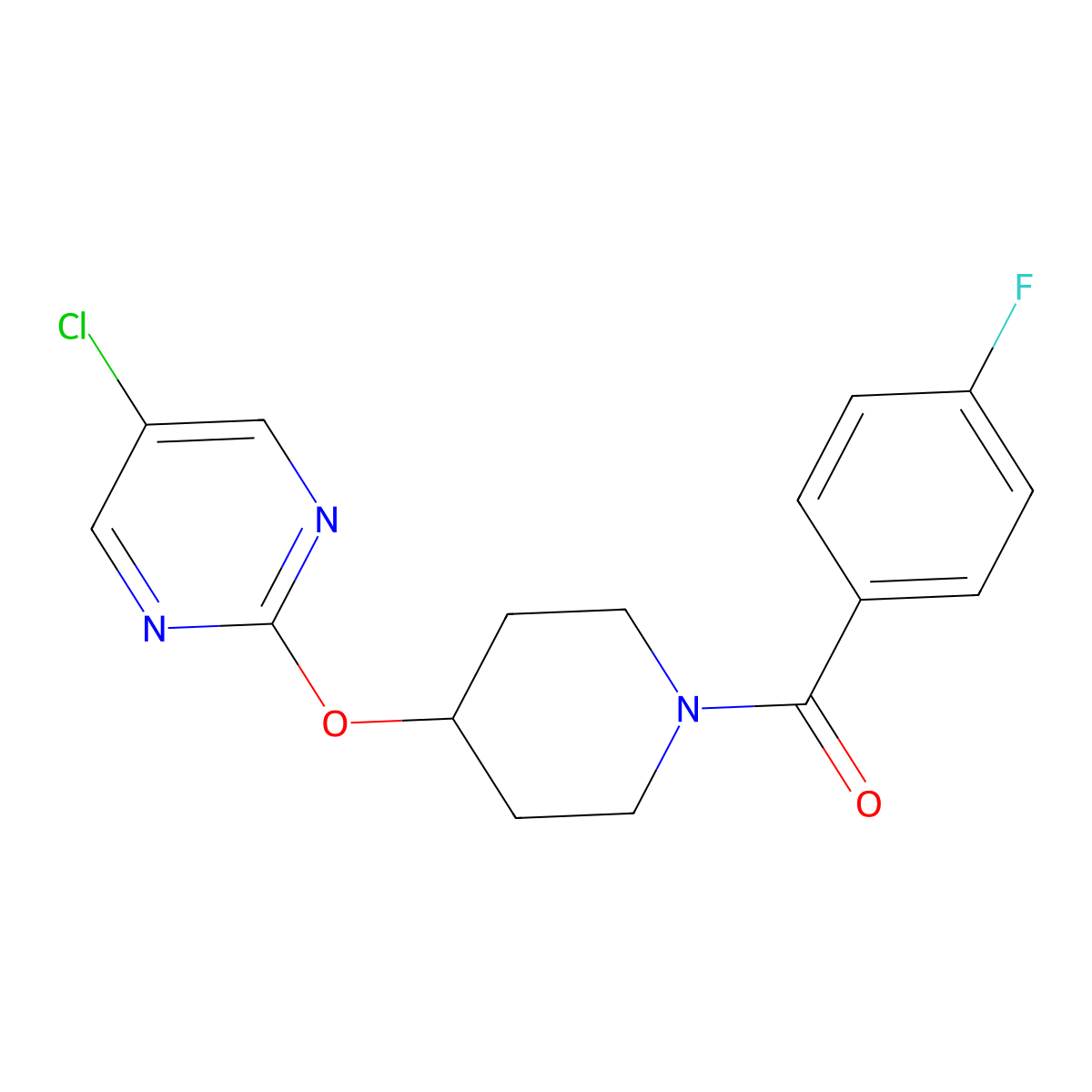 5-Chloro-2-{[1-(4-fluorobenzoyl)piperidin-4-yl]oxy}pyrimidine molecular structure, CAS 2380142-51-6