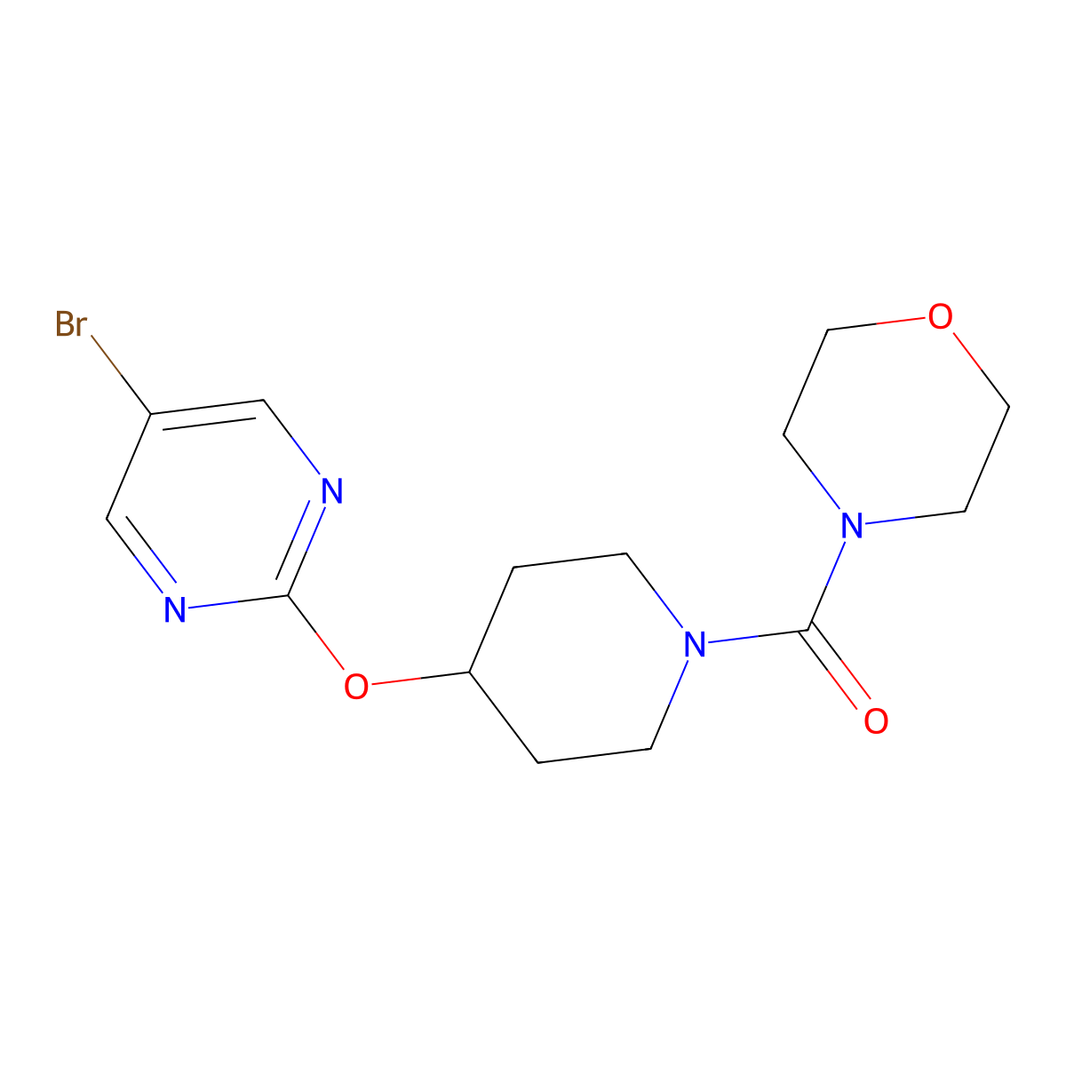 4-{4-[(5-Bromopyrimidin-2-yl)oxy]piperidine-1-carbonyl}morpholine molecular structure, CAS 2380142-53-8
