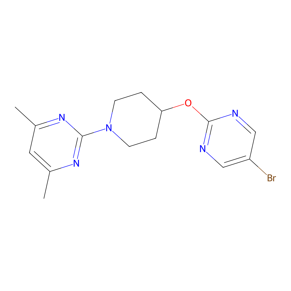 2-{4-[(5-Bromopyrimidin-2-yl)oxy]piperidin-1-yl}-4,6-dimethylpyrimidine molecular structure, CAS 2380142-54-9
