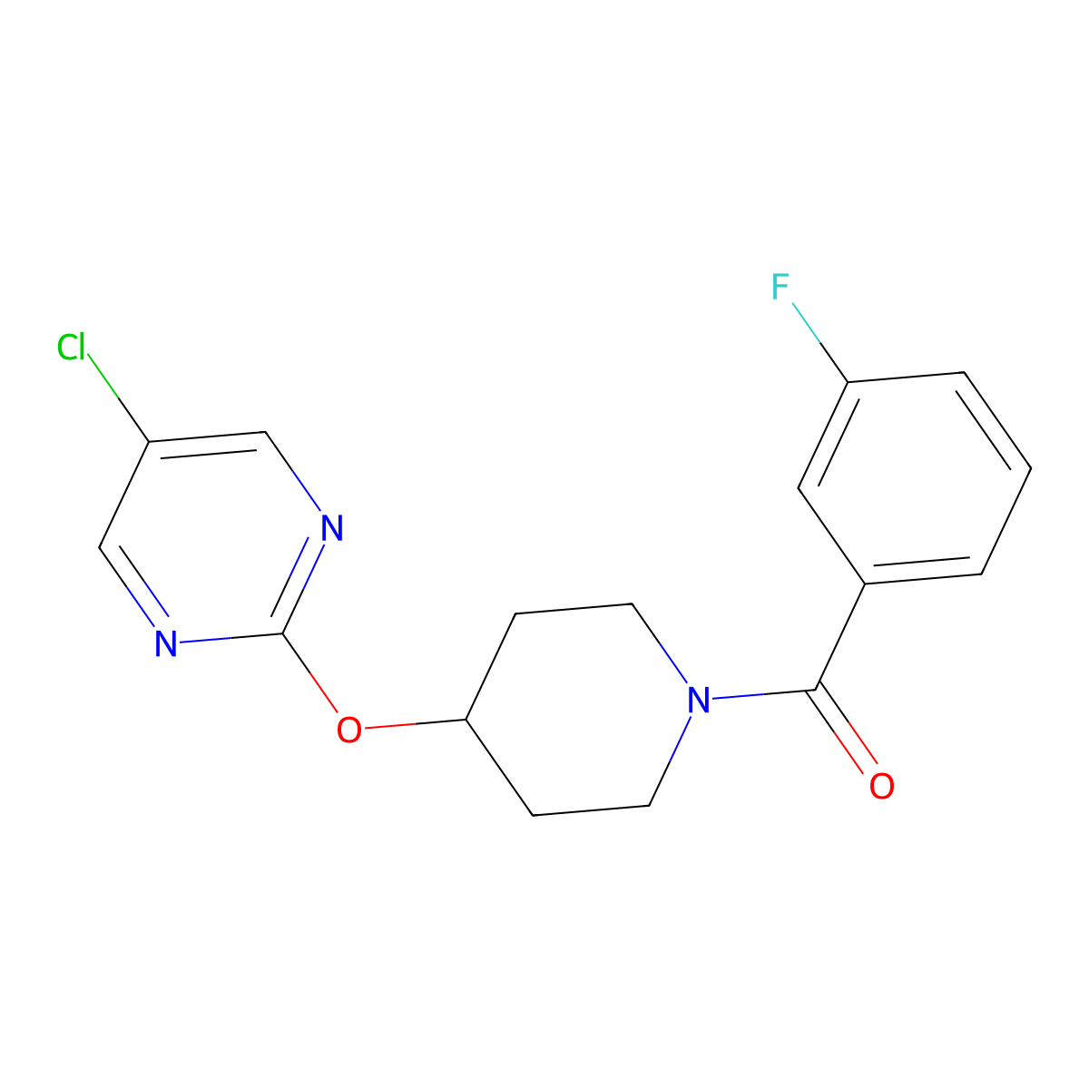 5-Chloro-2-{[1-(3-fluorobenzoyl)piperidin-4-yl]oxy}pyrimidine molecular structure, CAS 2380142-57-2