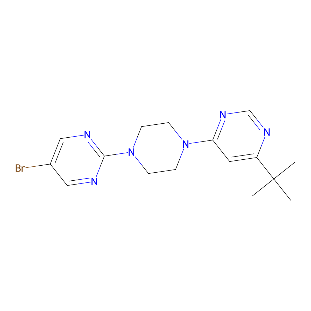 4-[4-(5-Bromopyrimidin-2-yl)piperazin-1-yl]-6-tert-butylpyrimidine molecular structure, CAS 2380142-59-4