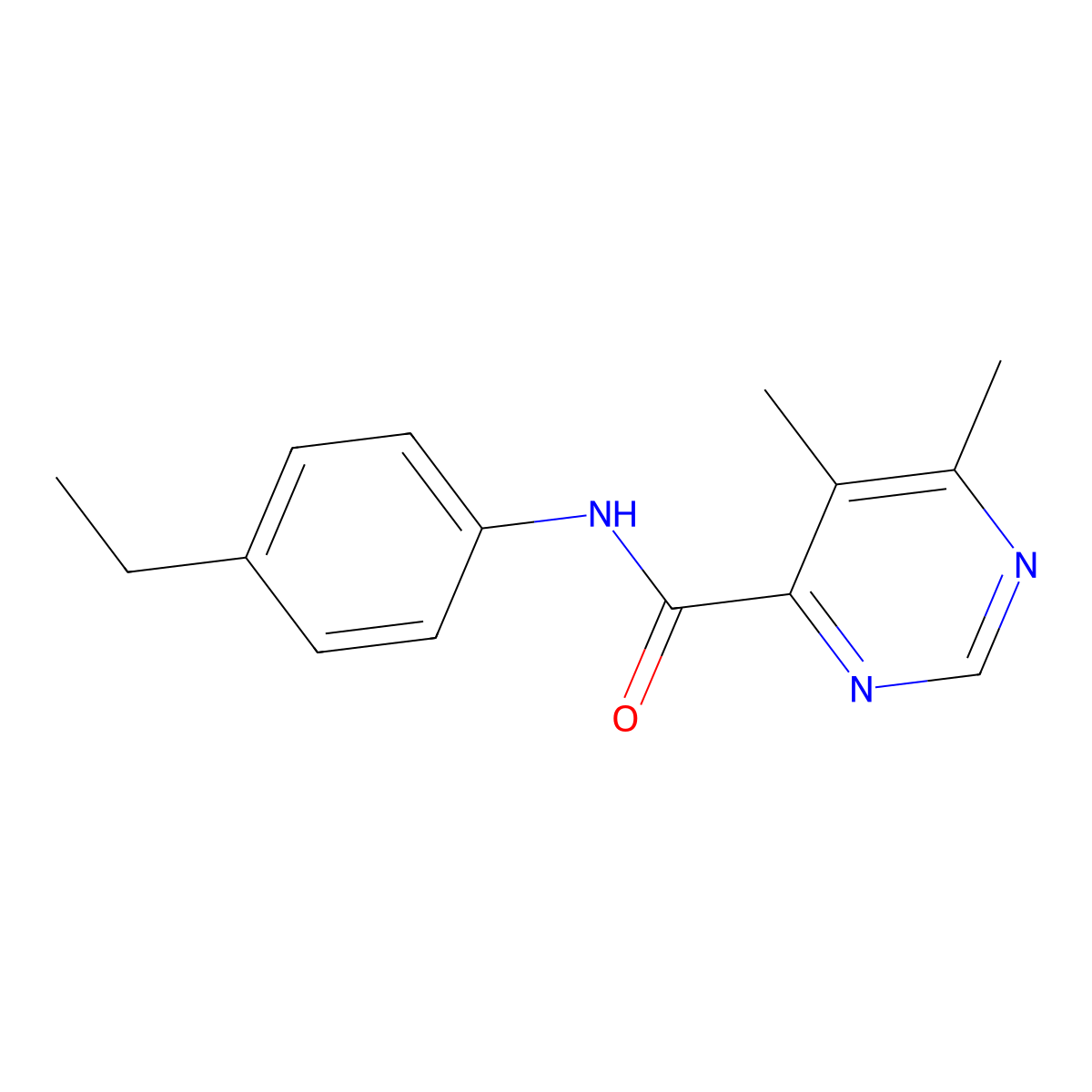 N-(4-Ethylphenyl)-5,6-dimethylpyrimidine-4-carboxamide molecular structure, CAS 2380142-79-8