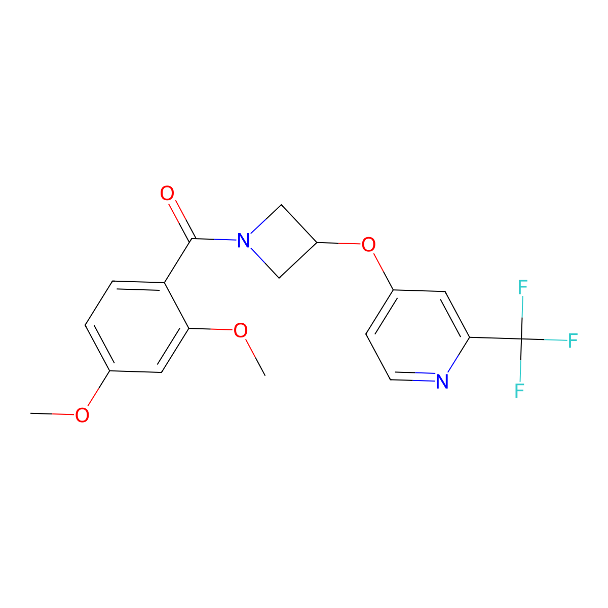 4-{[1-(2,4-Dimethoxybenzoyl)azetidin-3-yl]oxy}-2-(trifluoromethyl)pyridine molecular structure, CAS 2380142-81-2