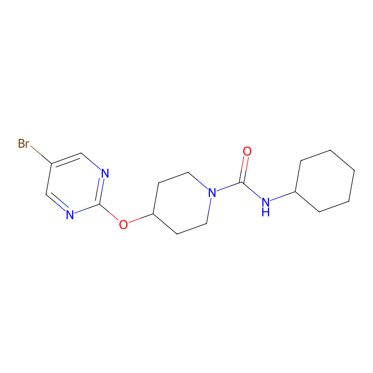 4-[(5-bromopyrimidin-2-yl)oxy]-N-cyclohexylpiperidine-1-carboxamide molecular structure, CAS 2380142-84-5