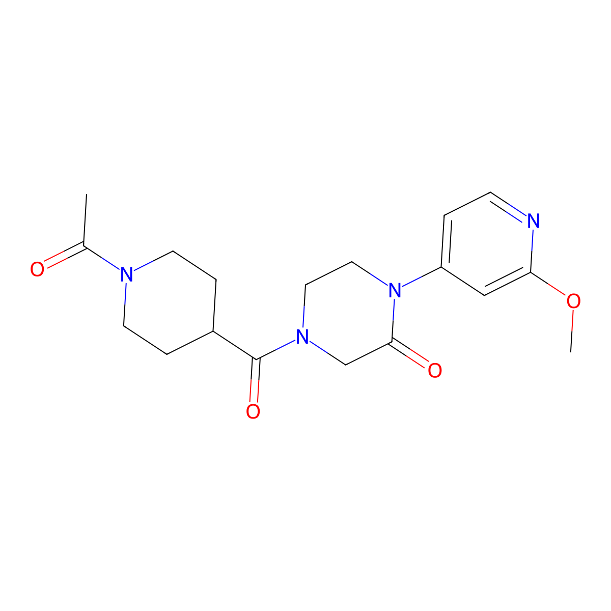4-(1-Acetylpiperidine-4-carbonyl)-1-(2-methoxypyridin-4-yl)piperazin-2-one molecular structure, CAS 2380142-86-7
