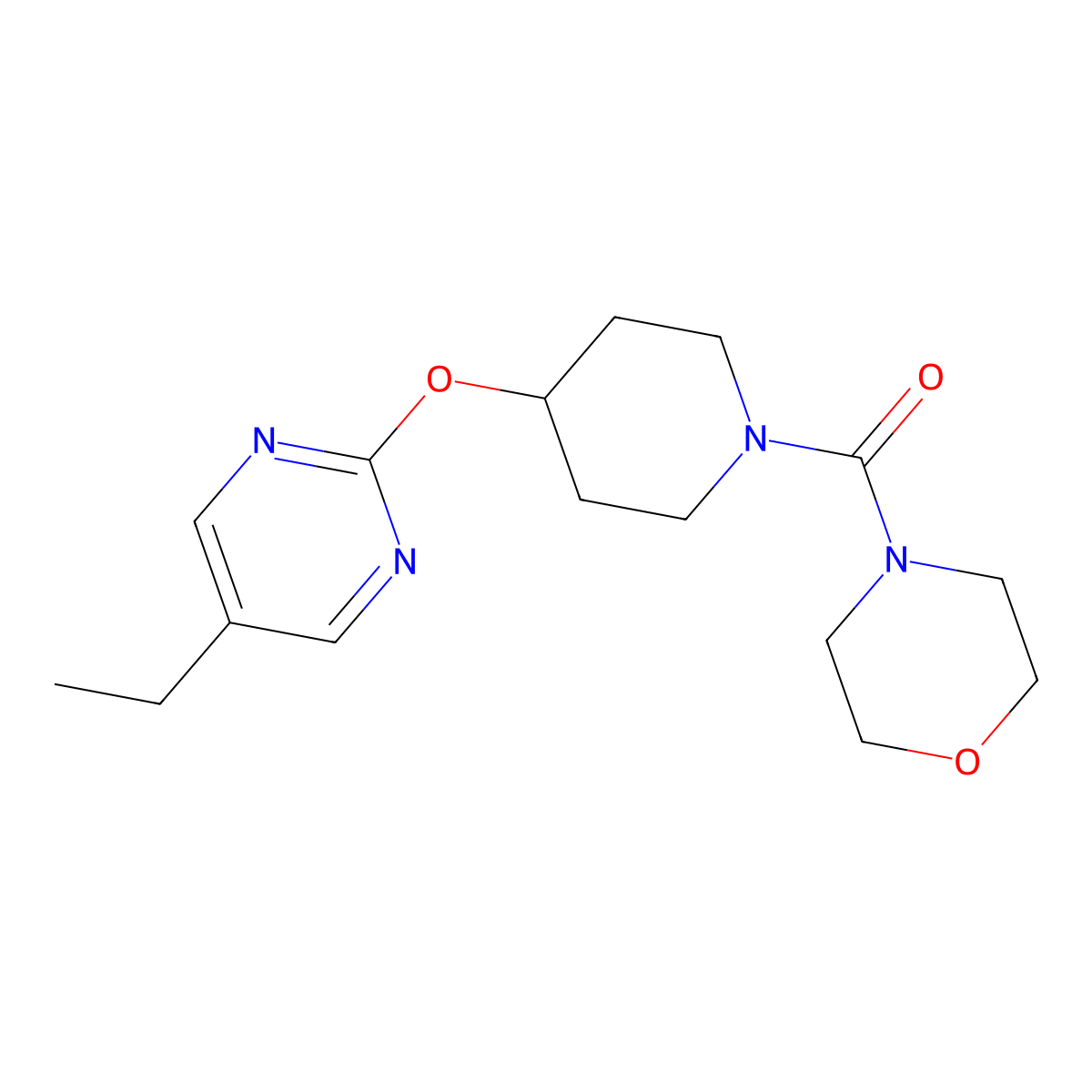 4-{4-[(5-Ethylpyrimidin-2-yl)oxy]piperidine-1-carbonyl}morpholine molecular structure, CAS 2380142-87-8
