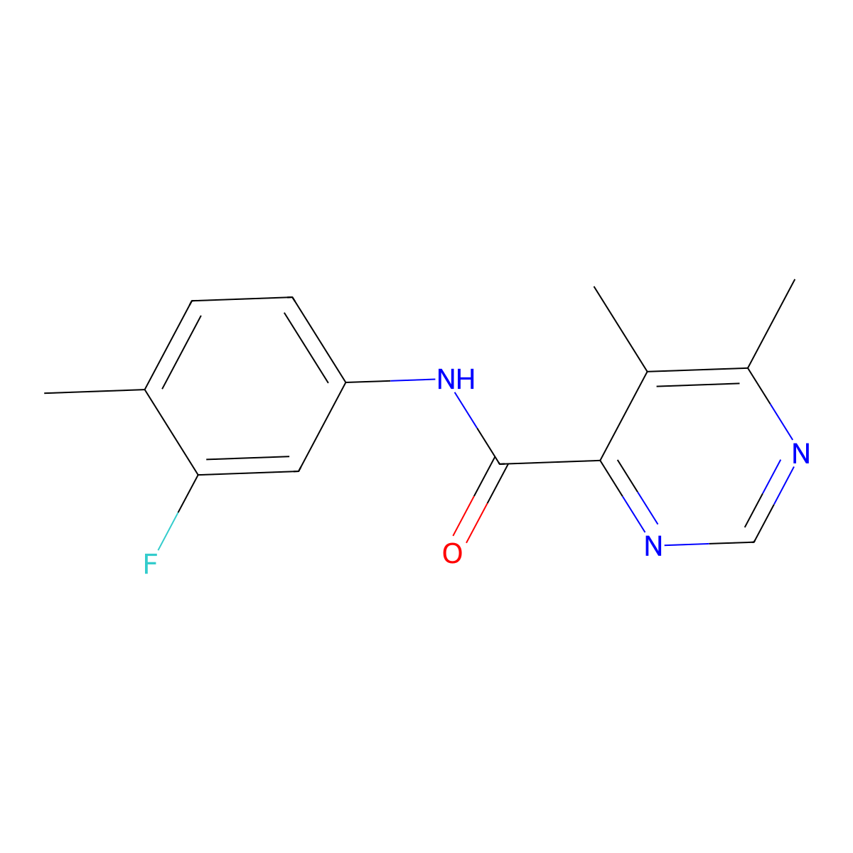 N-(3-Fluoro-4-methylphenyl)-5,6-dimethylpyrimidine-4-carboxamide molecular structure, CAS 2380142-88-9