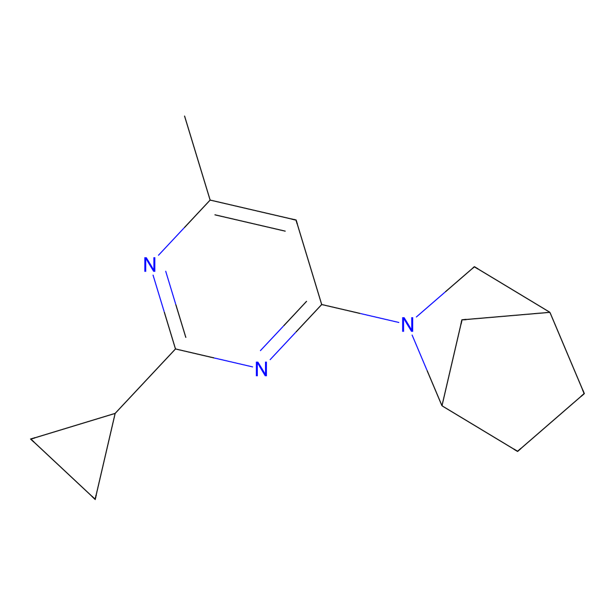 2-(2-Cyclopropyl-6-methylpyrimidin-4-yl)-2-azabicyclo[2.2.1]heptane molecular structure, CAS 2380142-91-4